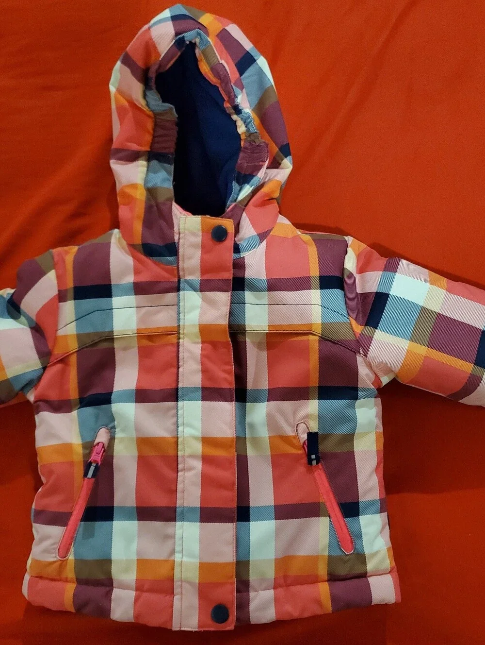Cat & Jack Toddler Girl Plaid Winter Puffer Jacket • 18M